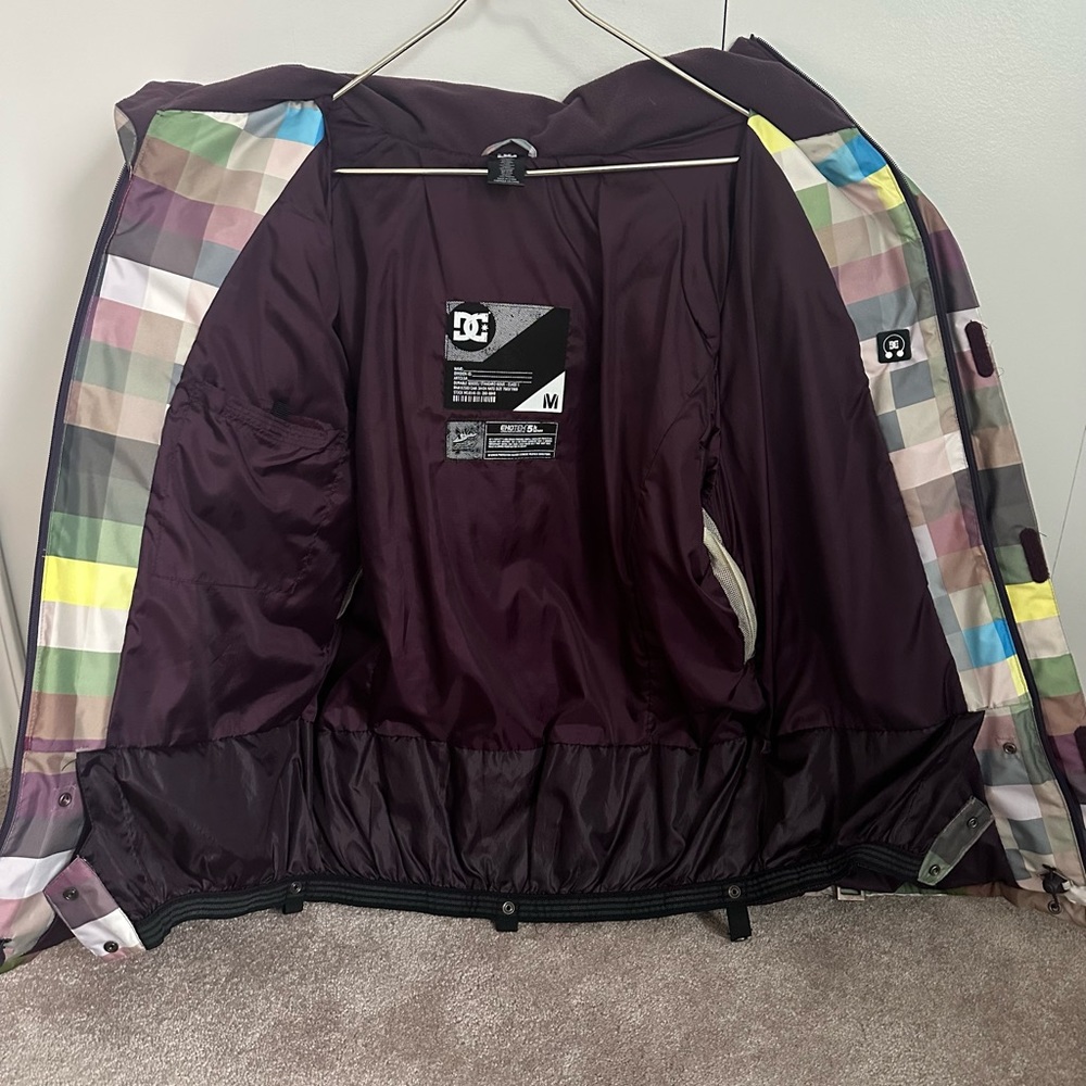 DC Ekotex 5K Series Hooded Jacket Unisex Medium Plaid Ski Snowboard Full Zip.